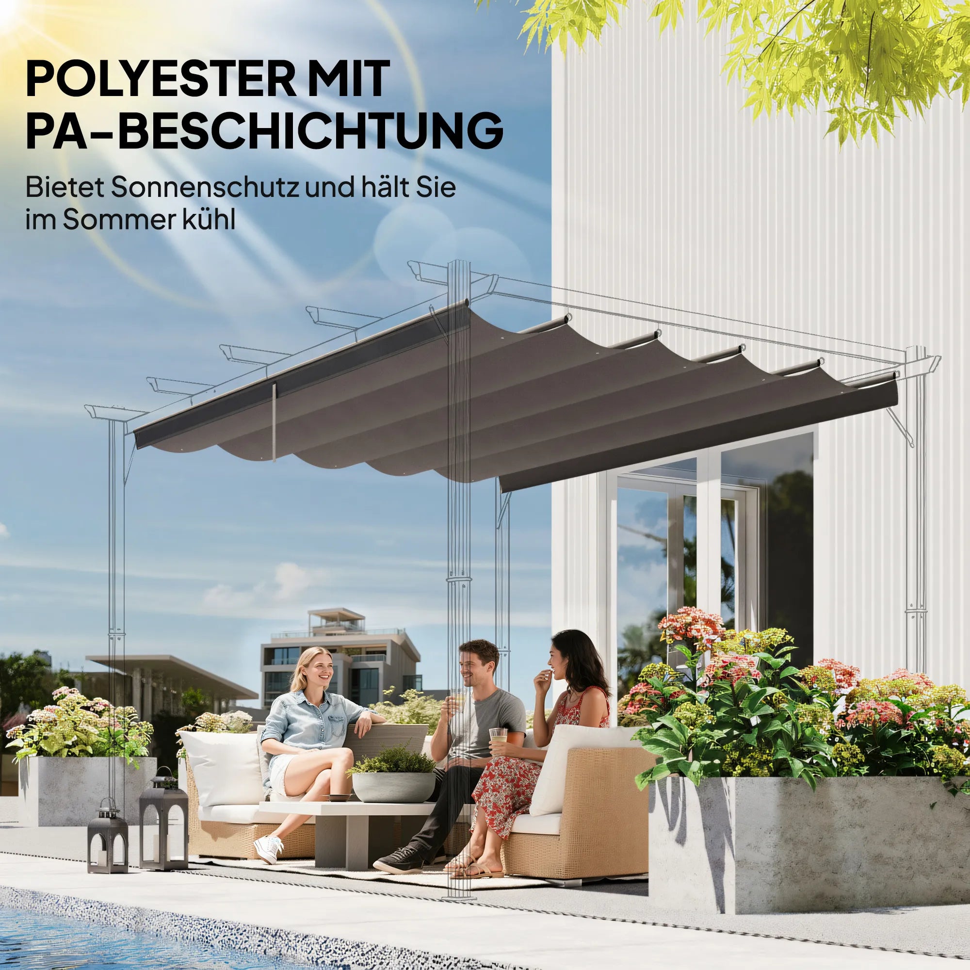Paviljono stogas atsarginis, 350x260 cm, šviesiai pilkas