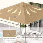 Paviljono stogas vandeniui atsparus 298x295 cm smėlio spalva