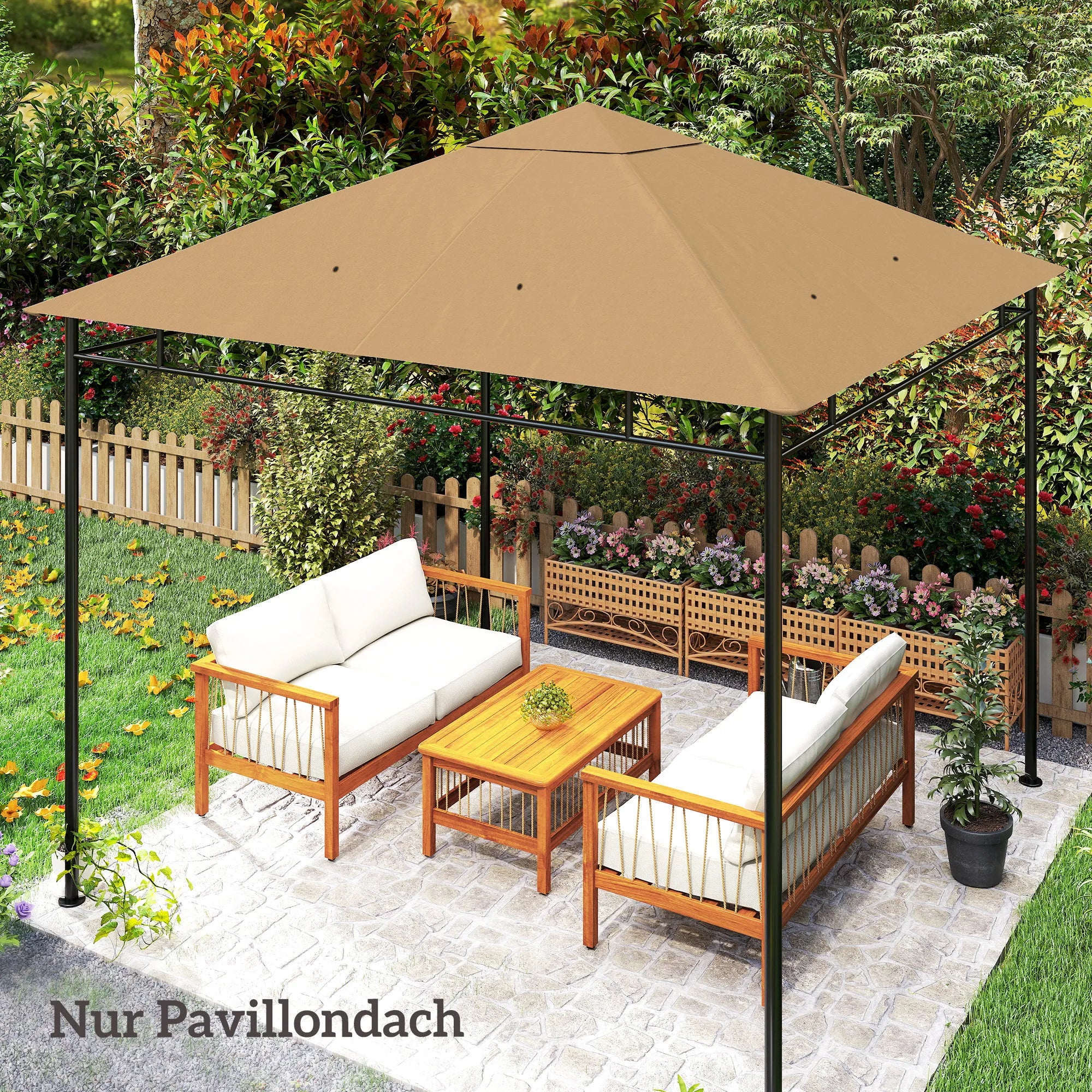 Paviljono stogas vandeniui atsparus 298x295 cm smėlio spalva
