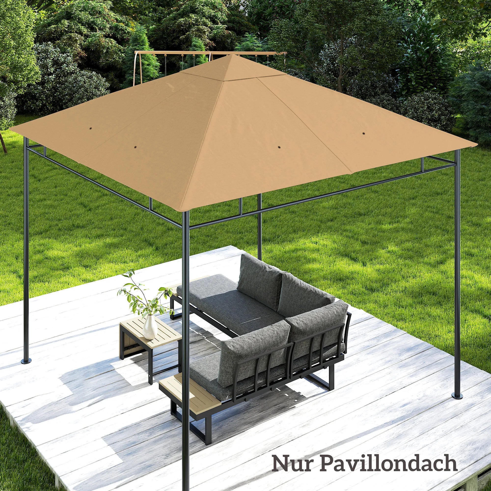 Paviljono stogas vandeniui atsparus 298x295 cm smėlio spalva
