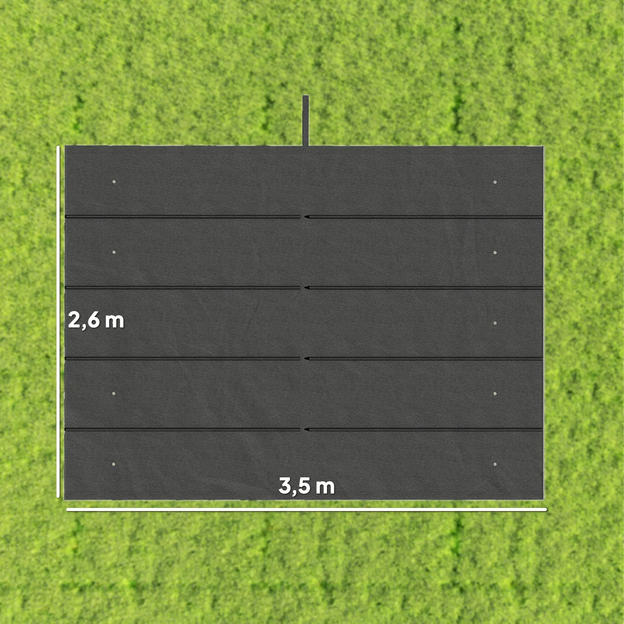 Paviljono stogo danga 4x3 m rėmams, su vandens nutekėjimo angomis, 3,50 x 2,6 m, tamsiai pilka