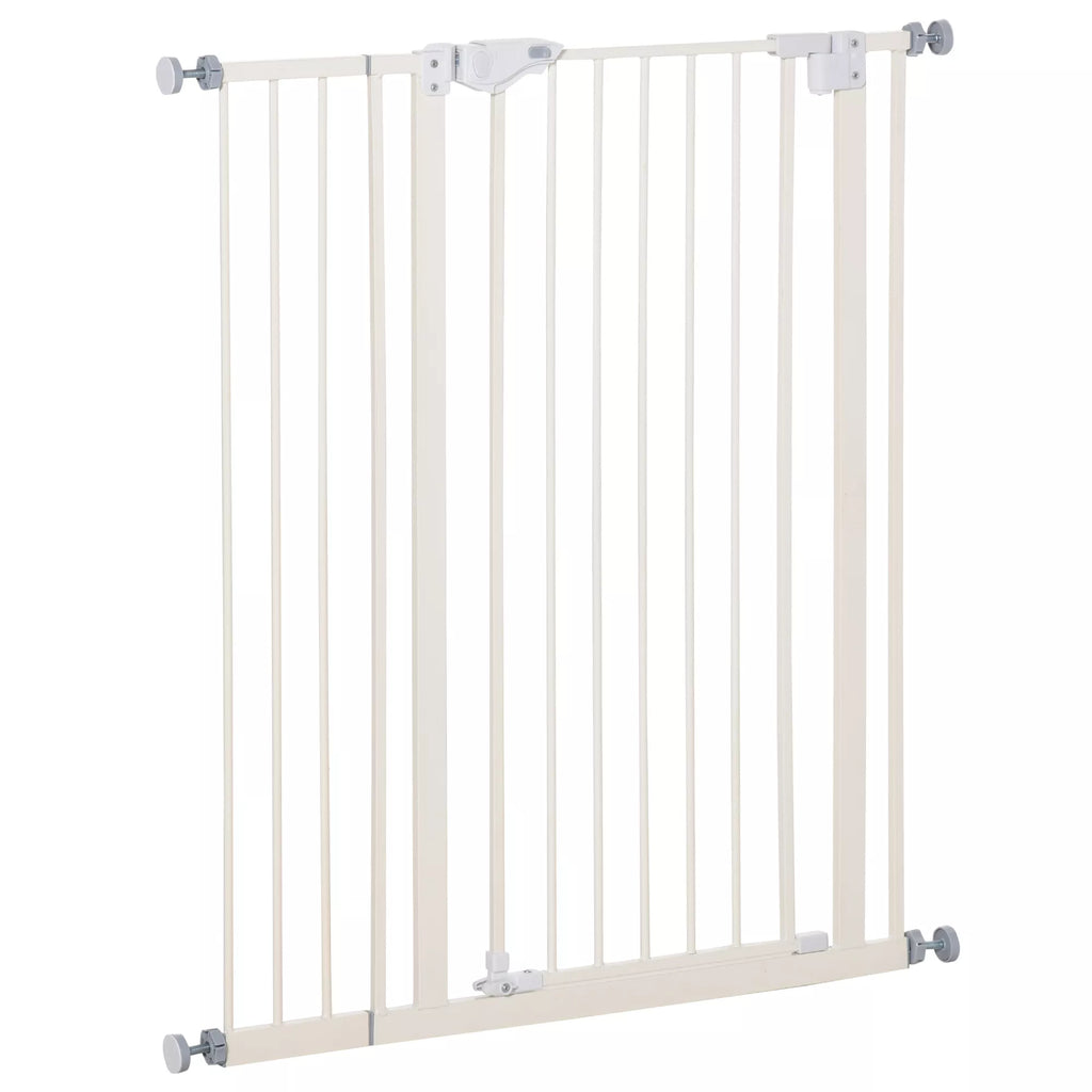 Apsauginė tvora šunims, ypač aukšta, automatinis užraktas, metalinis rėmas, 97,5 x 104,1 cm, balta
