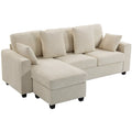 Kampinė sofa, smėlio aksomas, 235 cm pločio