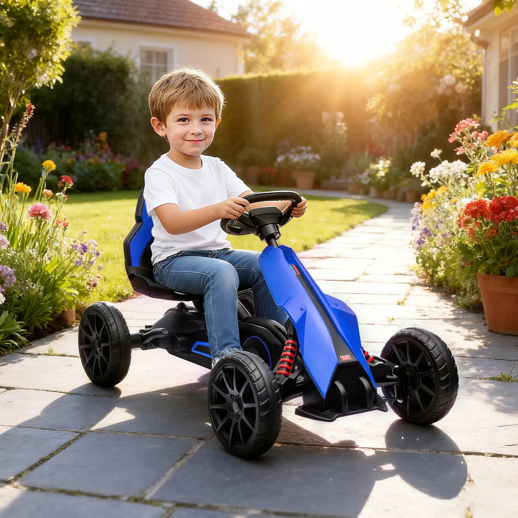 Pedalinis kartingas su atbuline eiga, vaikams nuo 3 iki 8 metų, mėlynas