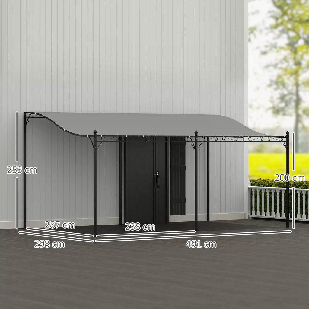 Pergola 3 x 5 m, reguliuojamas stogas su metaliniu rėmu, tamsiai pilka