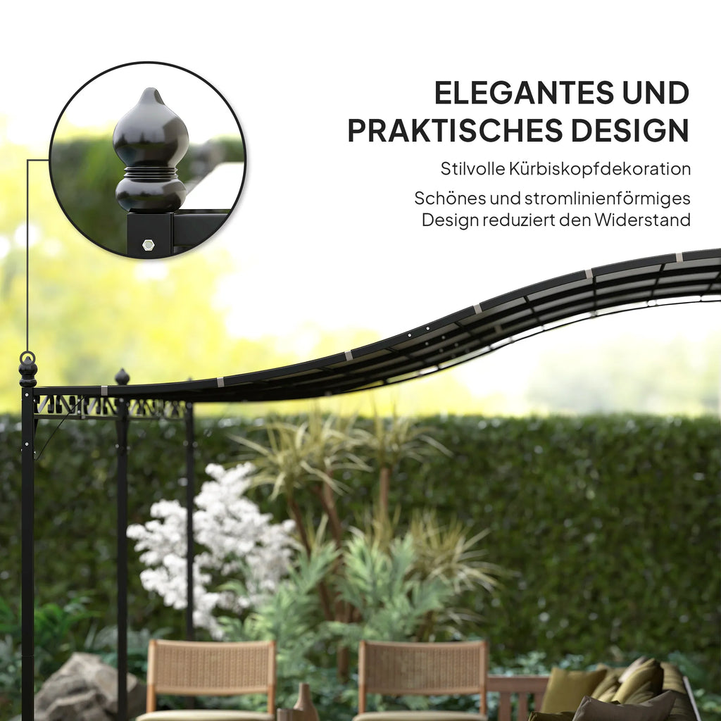Pergola 3 x 5 m, reguliuojamas stogas su metaliniu rėmu, tamsiai pilka