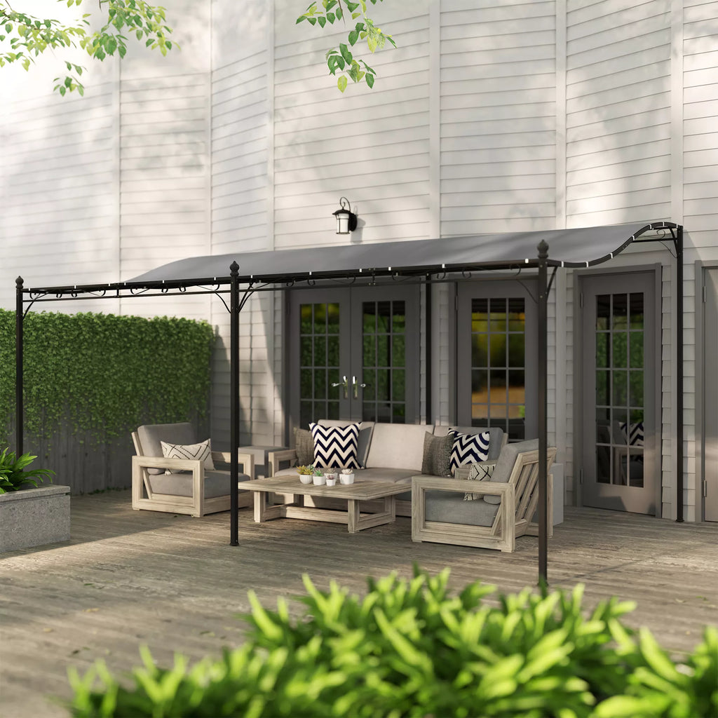 Pergola 3 x 5 m, reguliuojamas stogas su metaliniu rėmu, tamsiai pilka