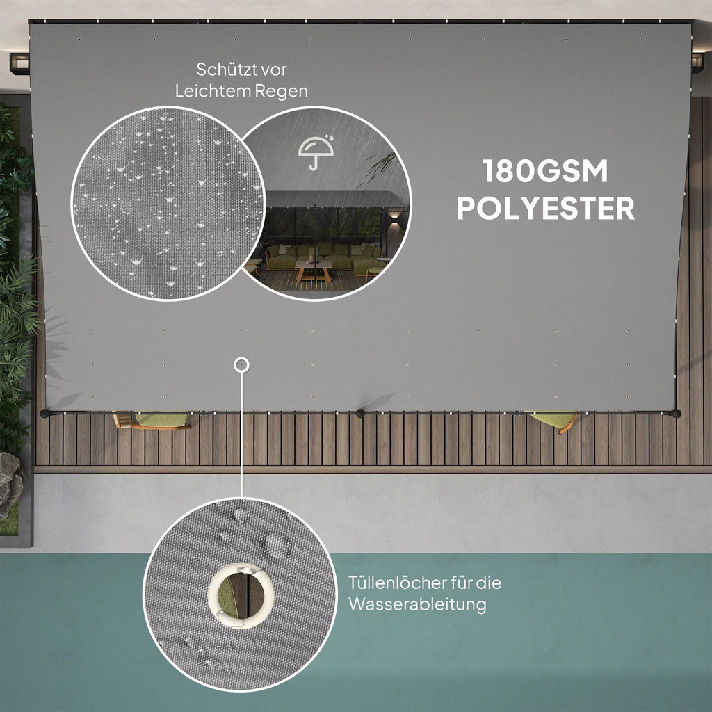 Pergola 3 x 5 m, reguliuojamas stogas su metaliniu rėmu, tamsiai pilka