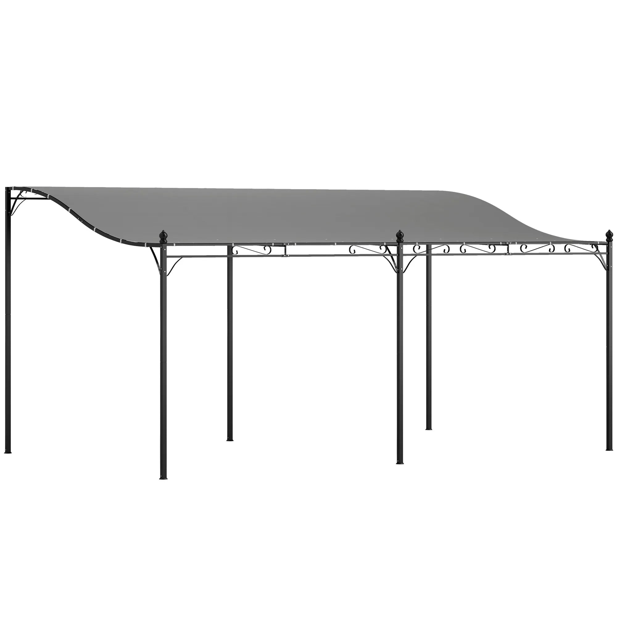 Pergola 3 x 5 m, reguliuojamas stogas su metaliniu rėmu, tamsiai pilka