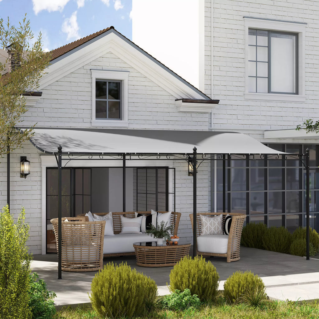 Pergola 3 x 5 m, reguliuojamas stogas su metaliniu rėmu, tamsiai pilka