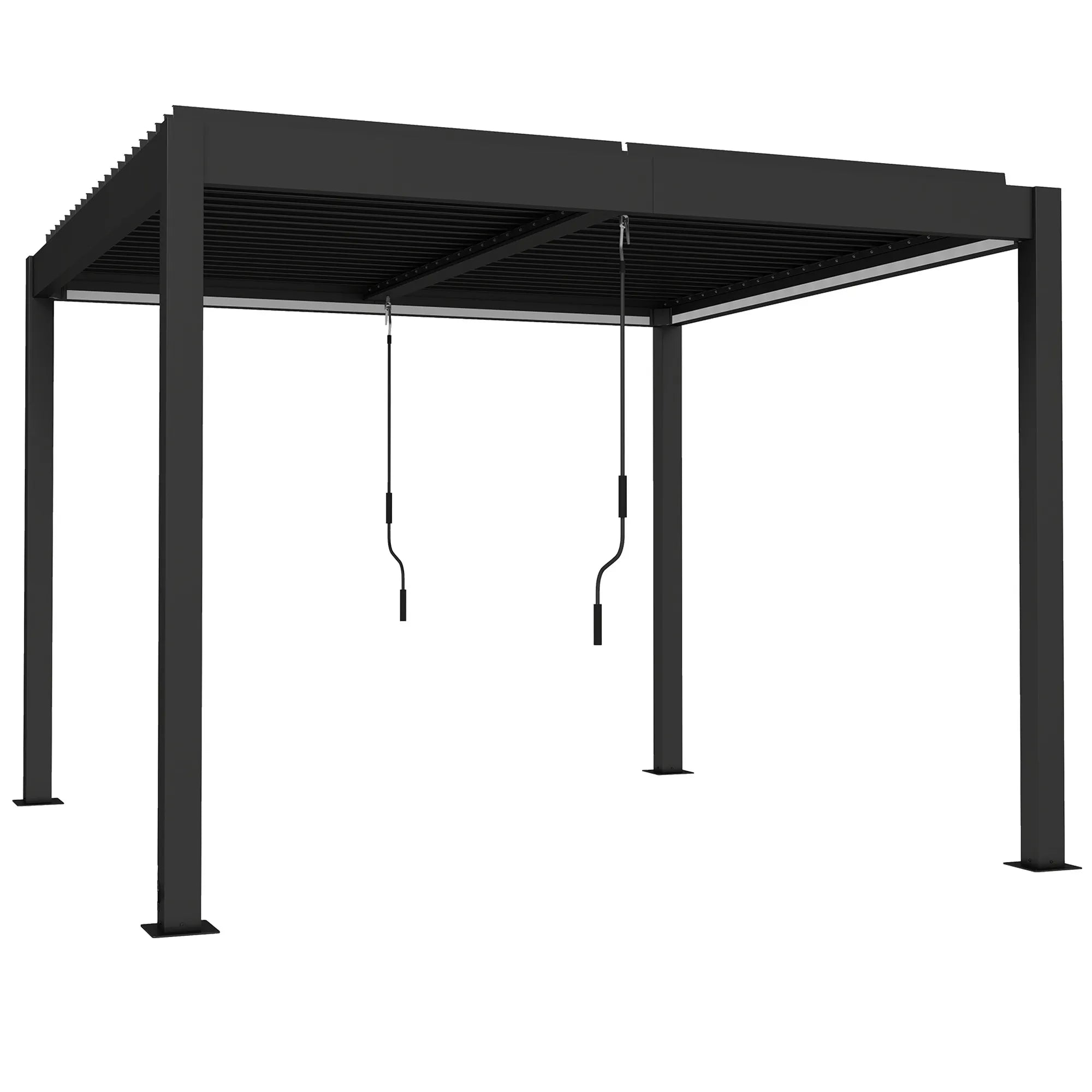Pergola 3x3 m, aliumininė terasos stoginė su LED apšvietimu ir reguliuojamu lamelių stogu