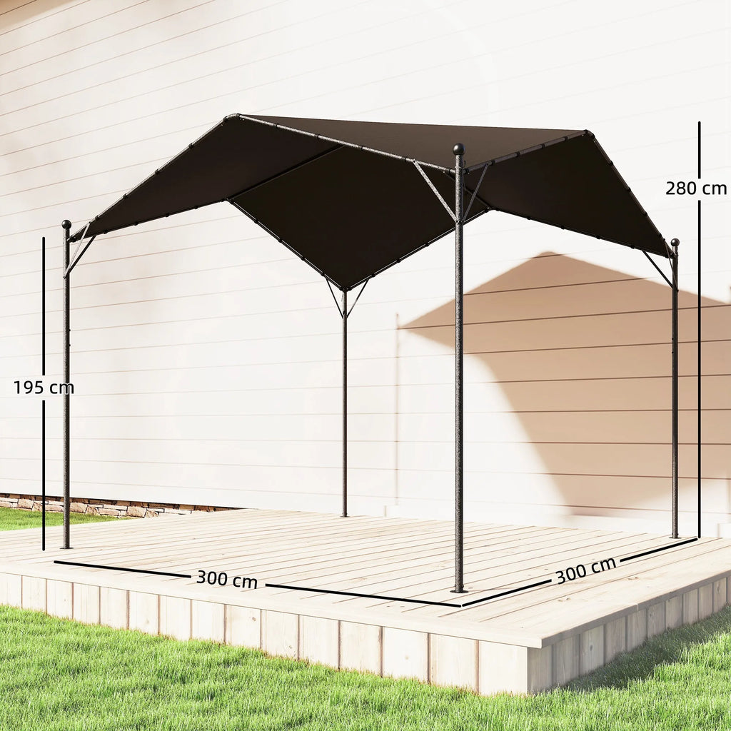 Pergola 3x3m metalinė su poliesterio stogu tamsiai pilka