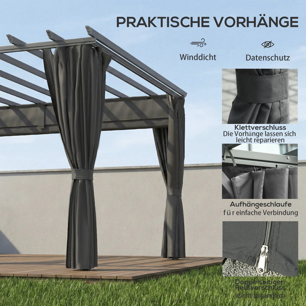 Pergola aliumininė su slankiojamu stogu 3,6x3 m tamsiai pilka