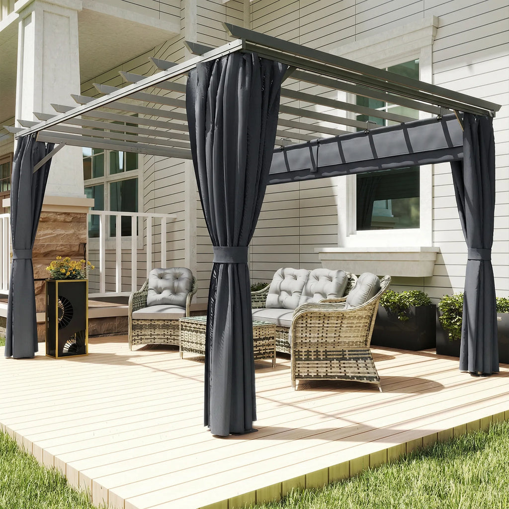 Pergola aliumininė su slankiojamu stogu 3,6x3 m tamsiai pilka
