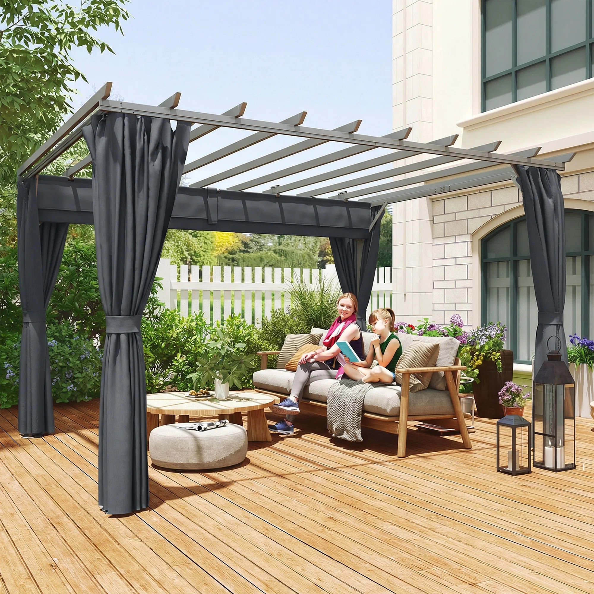 Pergola aliumininė su slankiojamu stogu 3,6x3 m tamsiai pilka