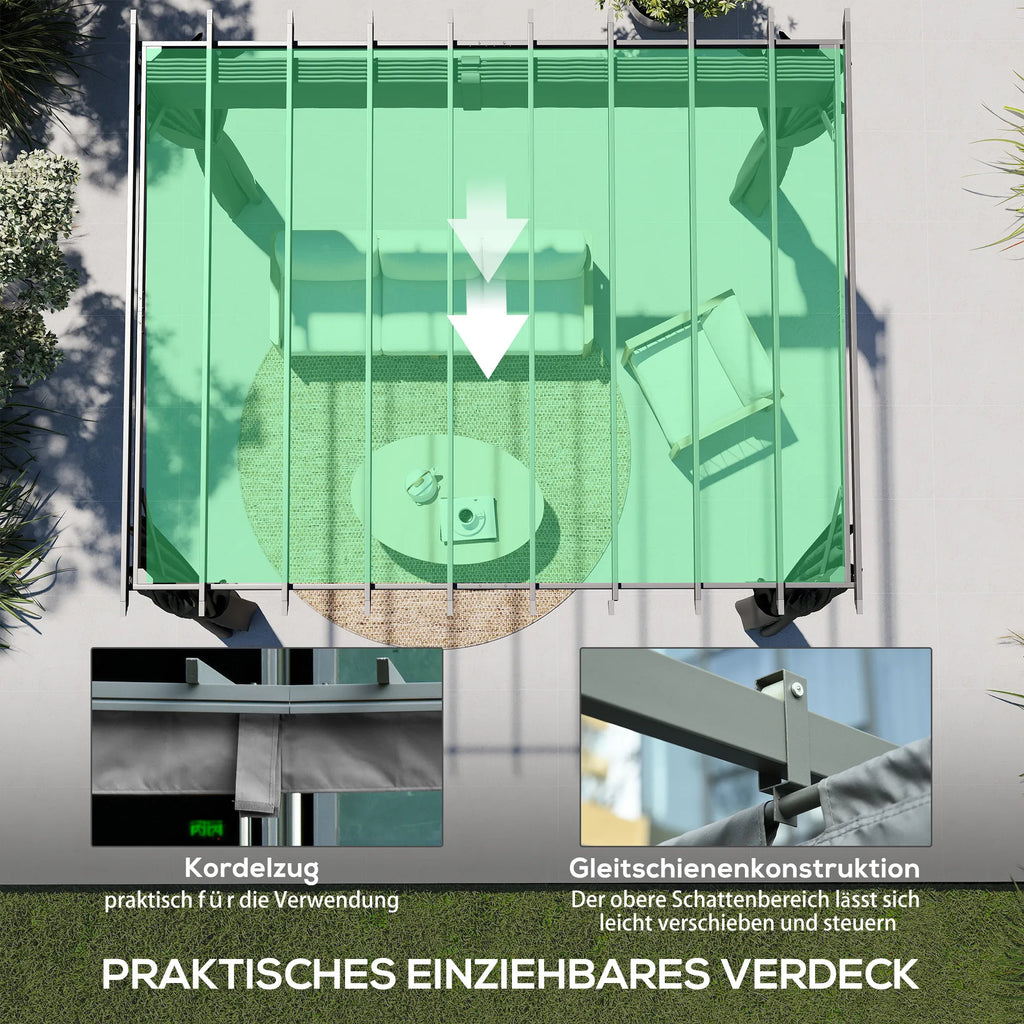 Pergola aliumininė su slankiojamu stogu 3,6x3 m tamsiai pilka