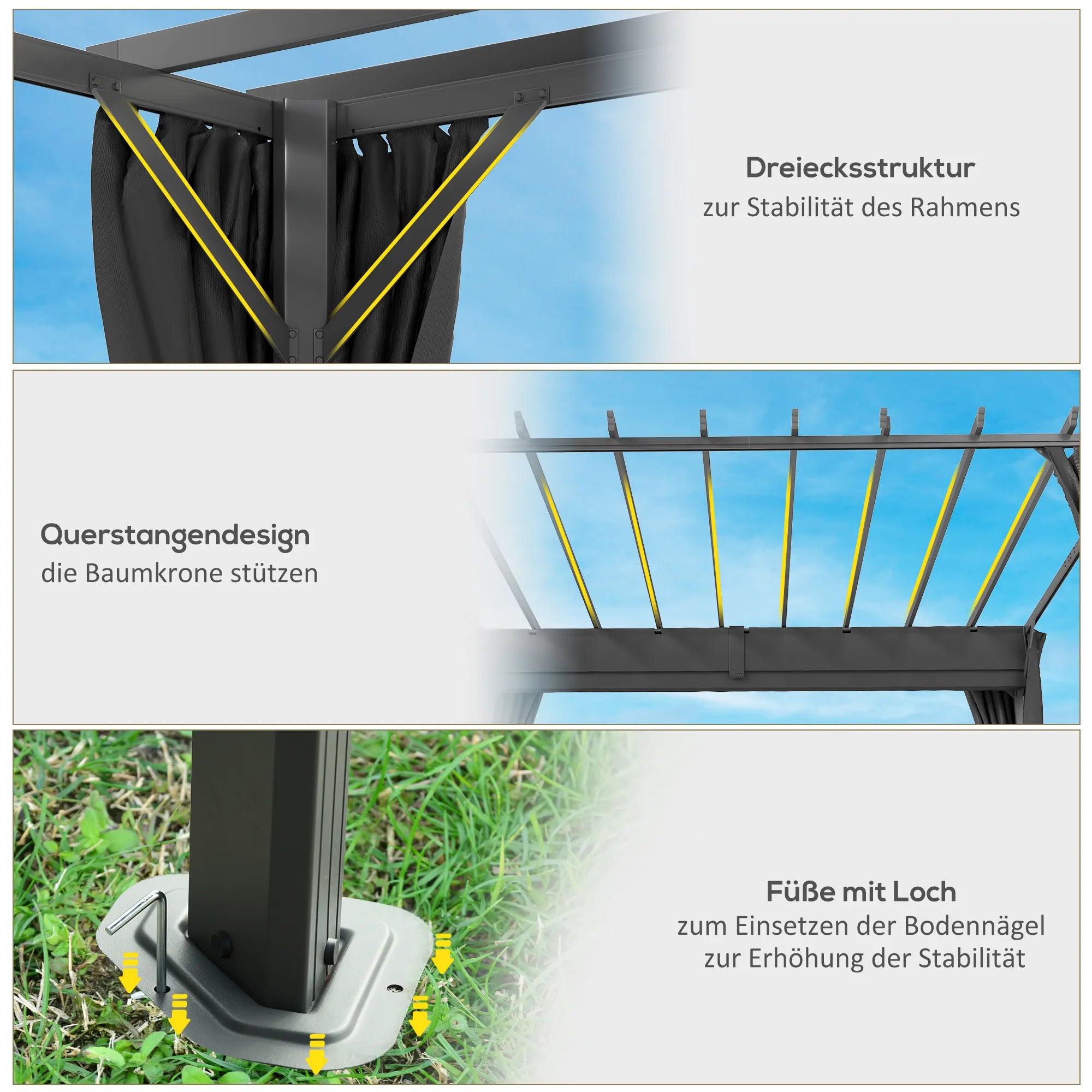 Pergola aliumininė su slankiojamu stogu 3,6x3 m tamsiai pilka