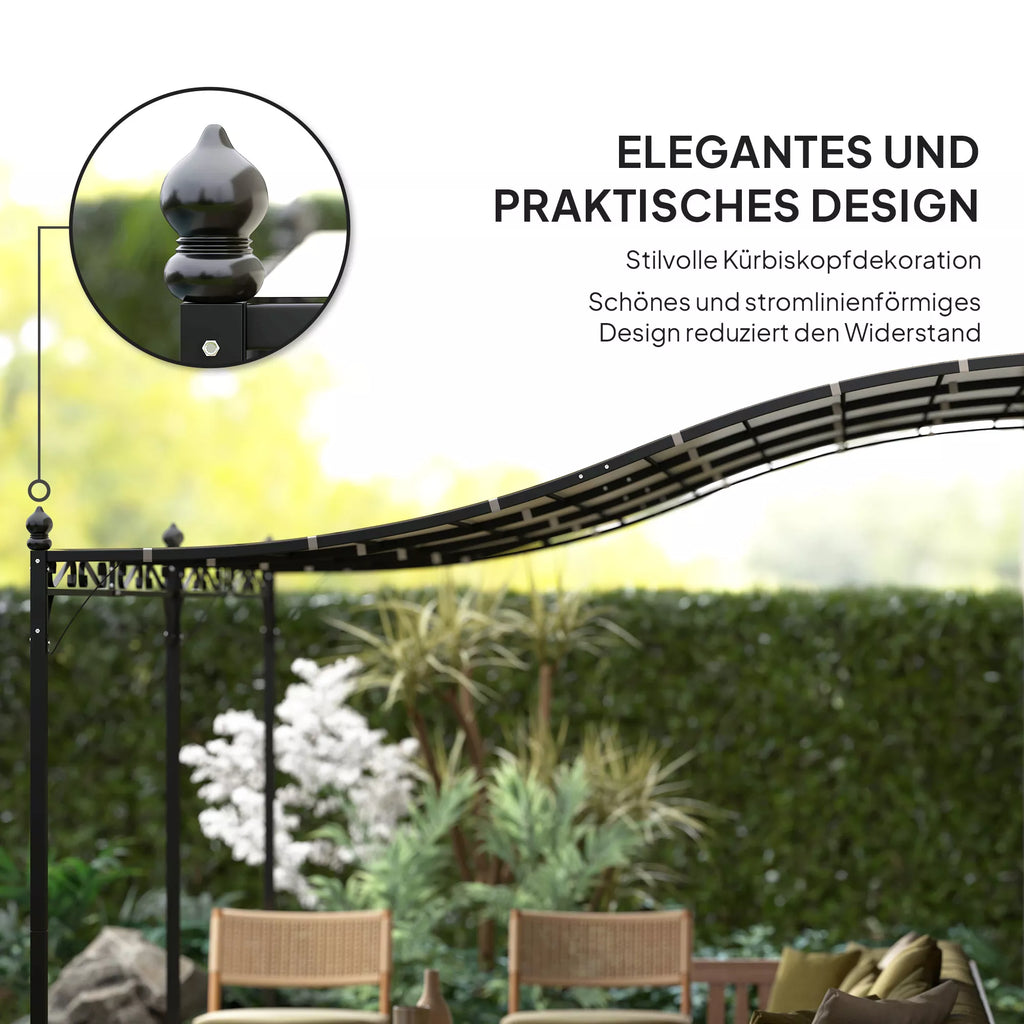 Pergola prie sienos, 3x5 m, su metaliniu rėmu, kreminės spalvos