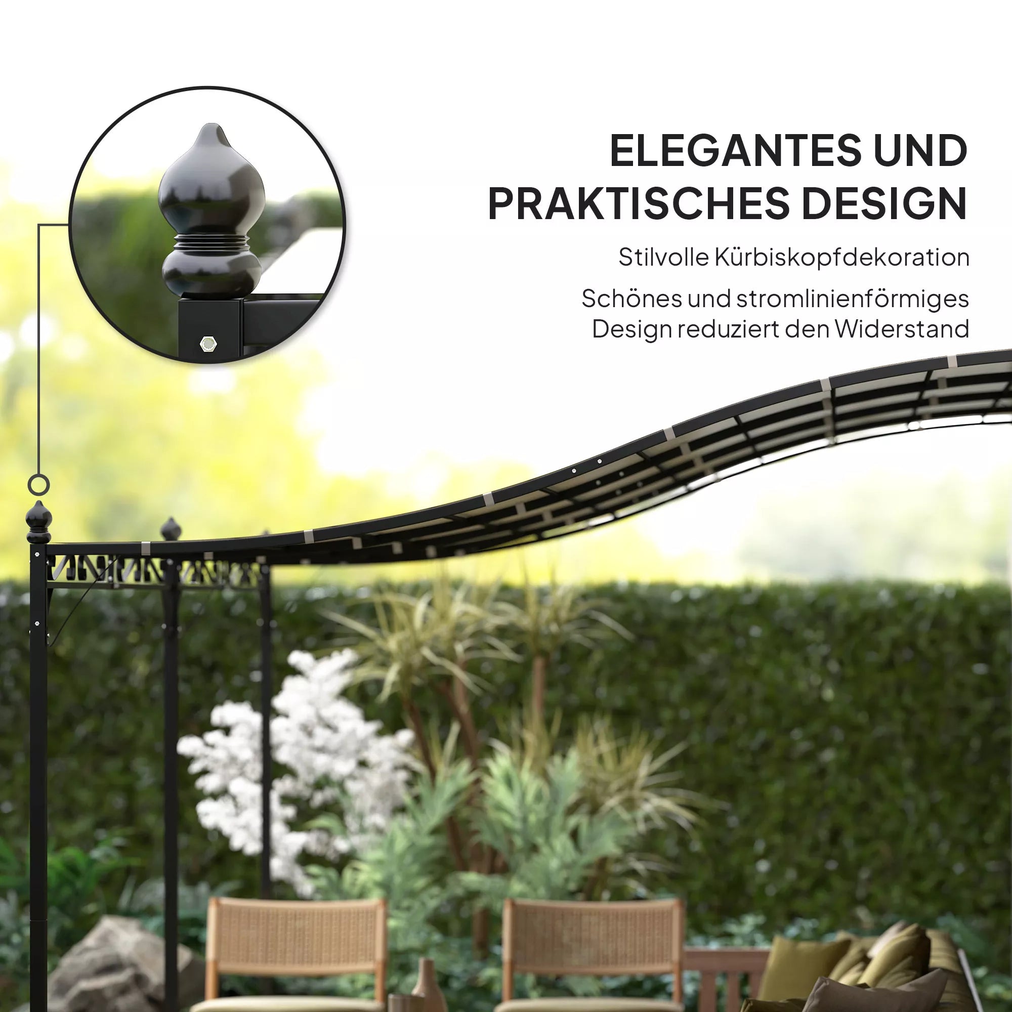 Pergola prie sienos, 3x5 m, su metaliniu rėmu, kreminės spalvos