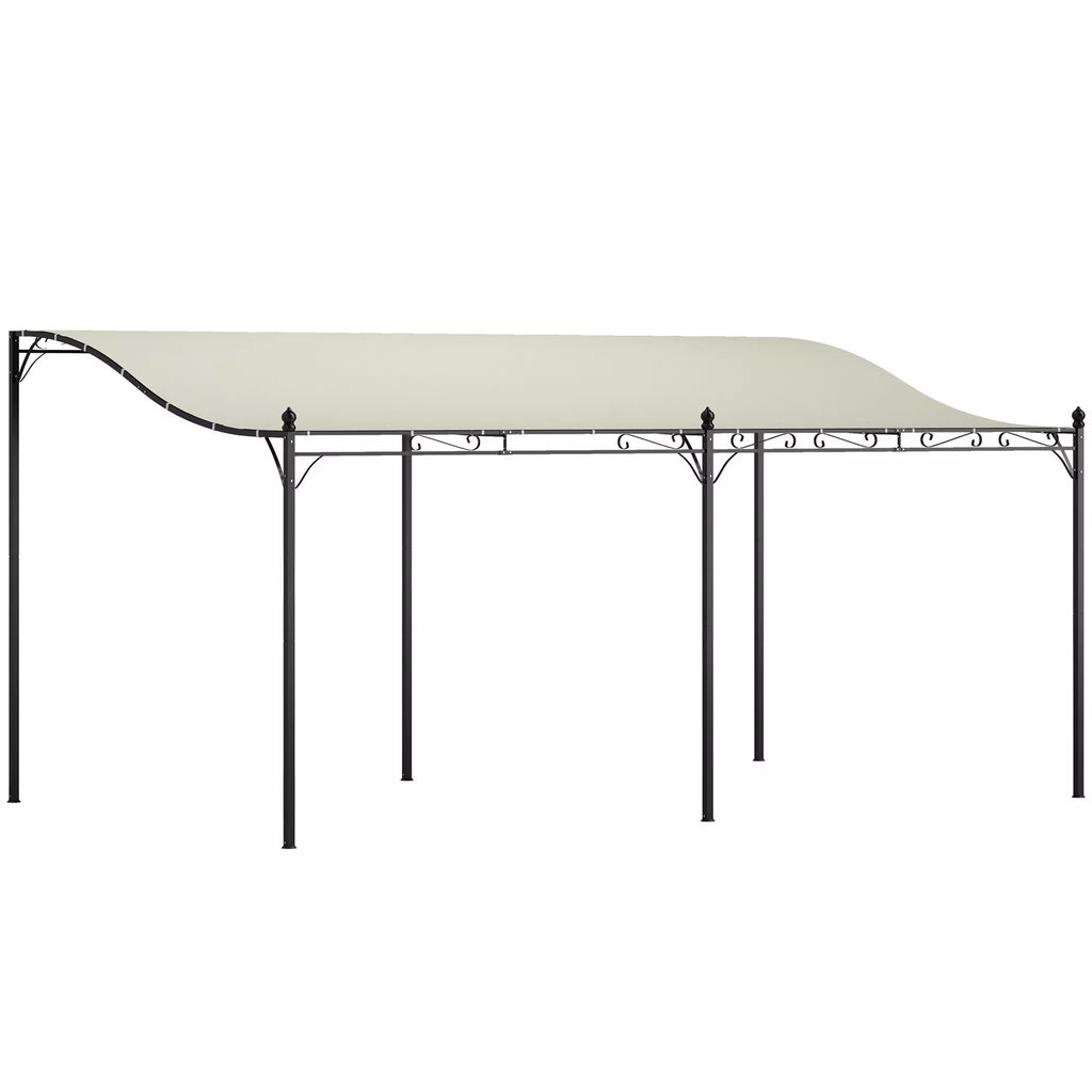 Pergola prie sienos, 3x5 m, su metaliniu rėmu, kreminės spalvos
