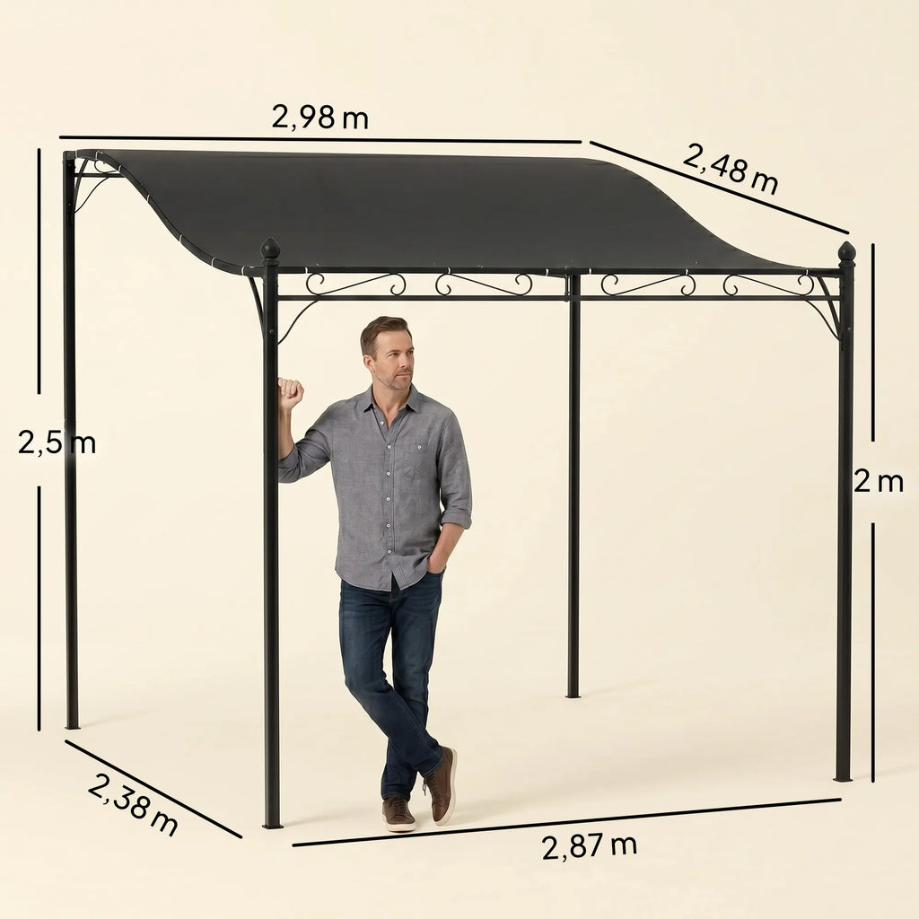 Pergola prie sienos tvirtinama 2,5 x 3 m tamsiai pilka