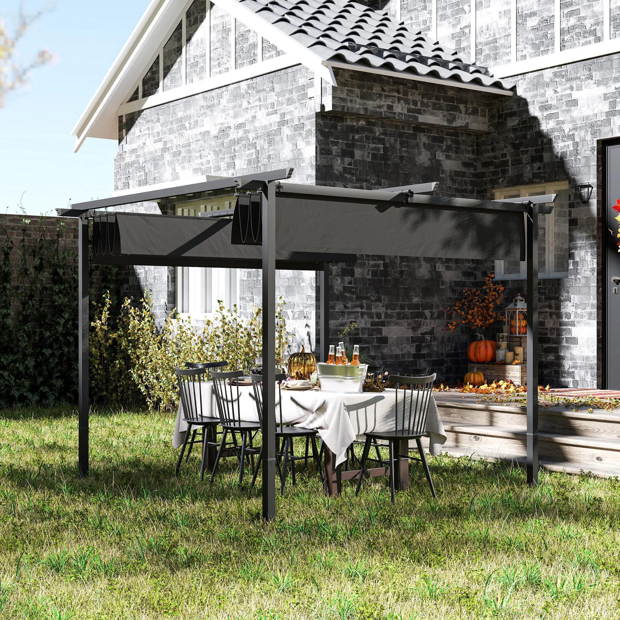 Pergola su atidaromu stogu 3x3 m, tamsiai pilka