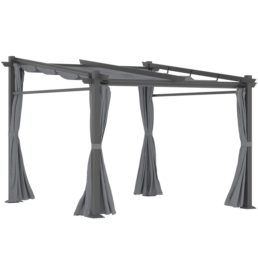 Pergola su išskleidžiamu stogu, tamsiai pilka, 2,97x2,95 m