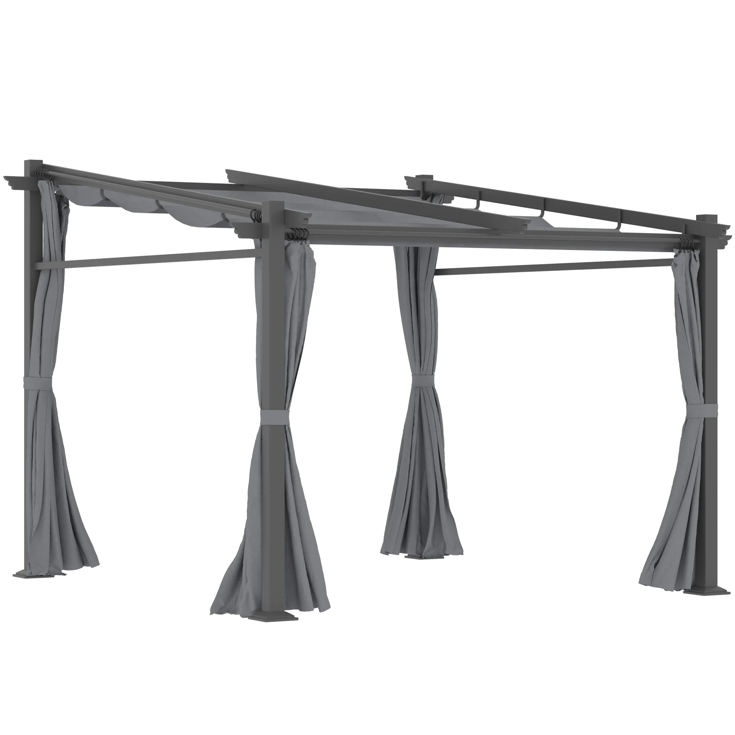 Pergola su išskleidžiamu stogu, tamsiai pilka, 2,97x2,95 m