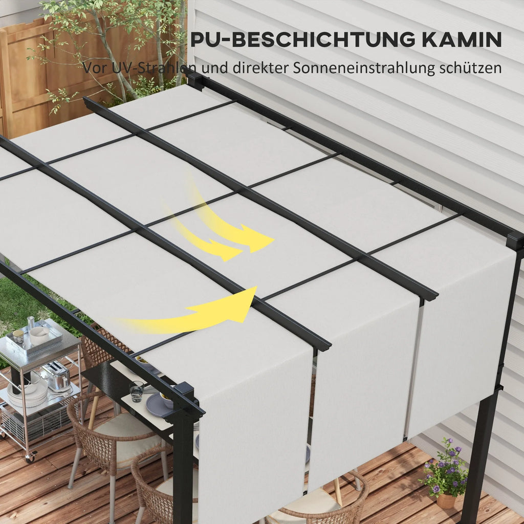 Pergola su stumdomu stogeliu plieniniu karkasu 357x296 cm šviesiai pilka
