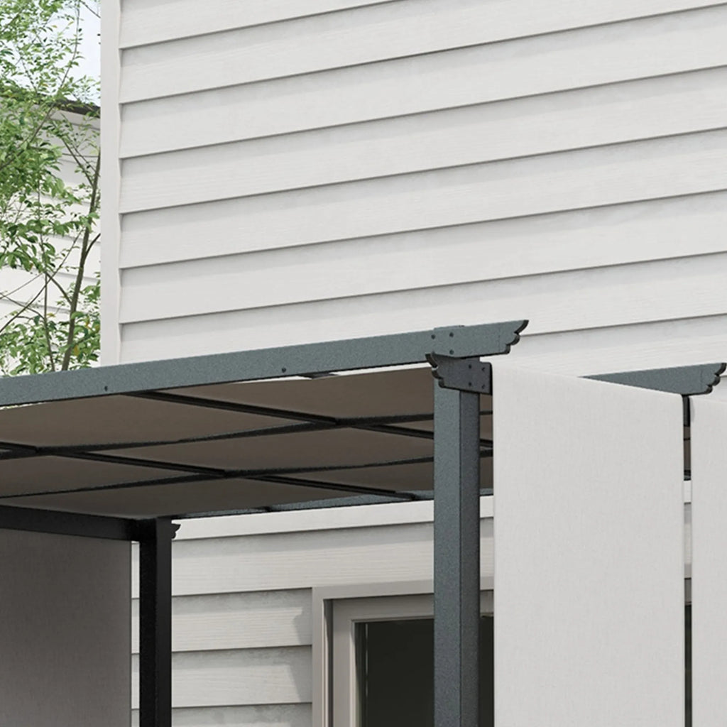 Pergola su stumdomu stogeliu plieniniu karkasu 357x296 cm šviesiai pilka