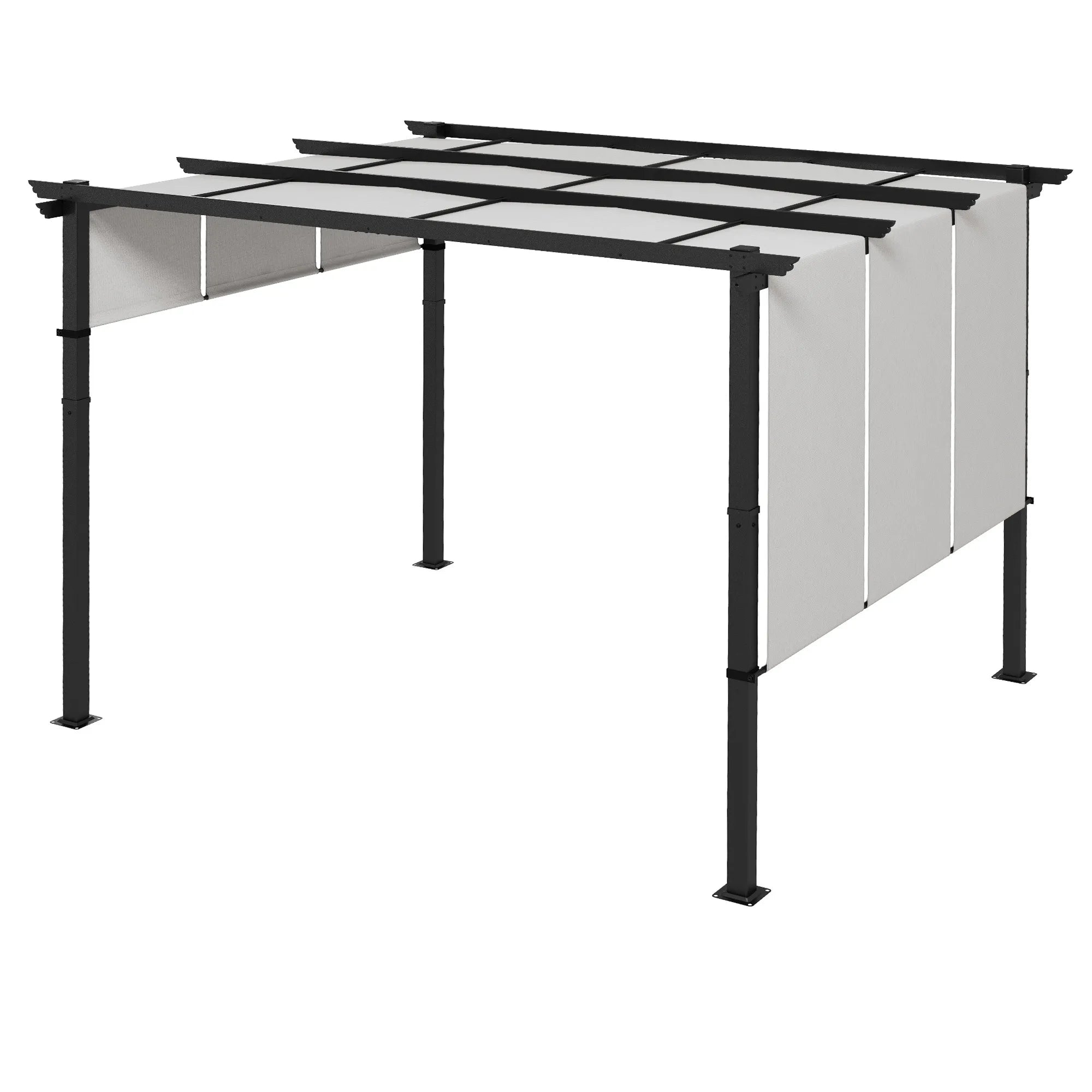 Pergola su stumdomu stogeliu plieniniu karkasu 357x296 cm šviesiai pilka