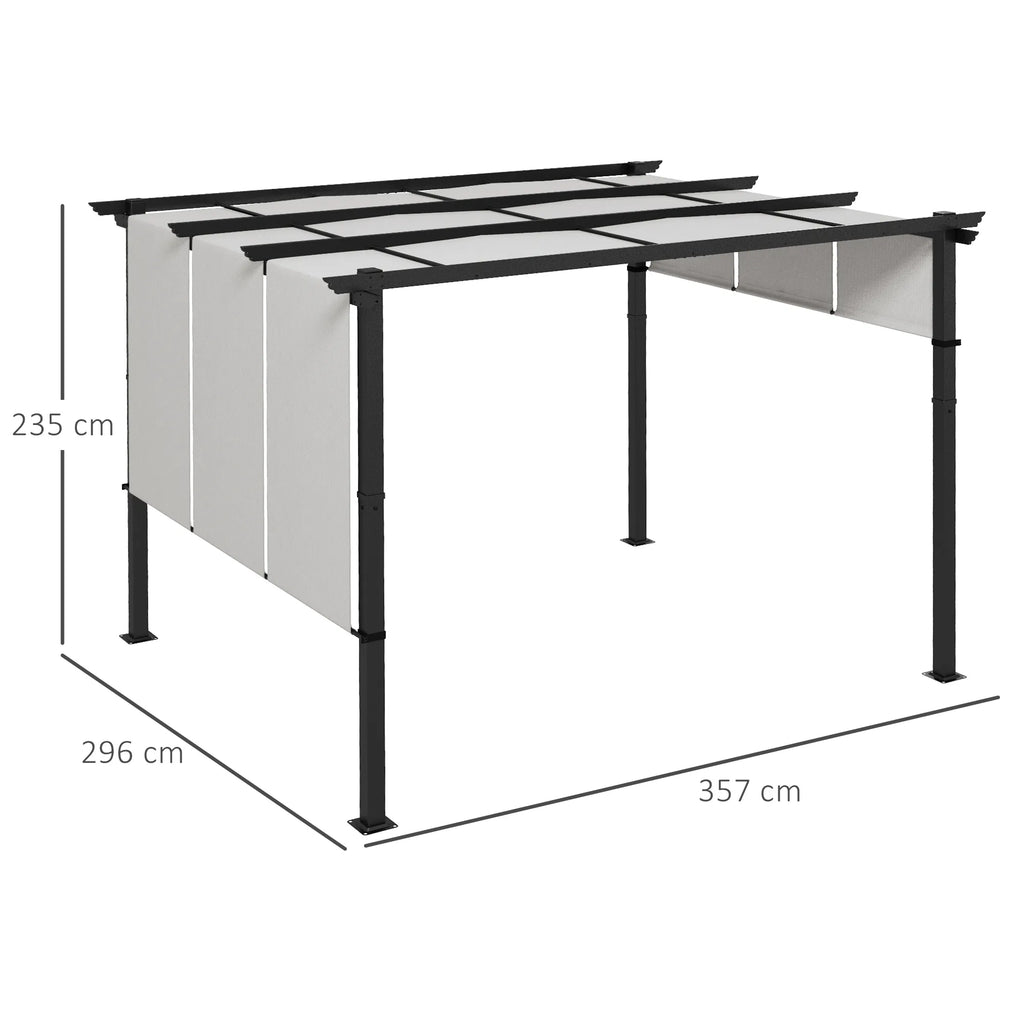 Pergola su stumdomu stogeliu plieniniu karkasu 357x296 cm šviesiai pilka