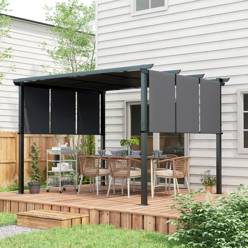 Pergola su stumdomu stogu plieninė 357x296 cm tamsiai pilka