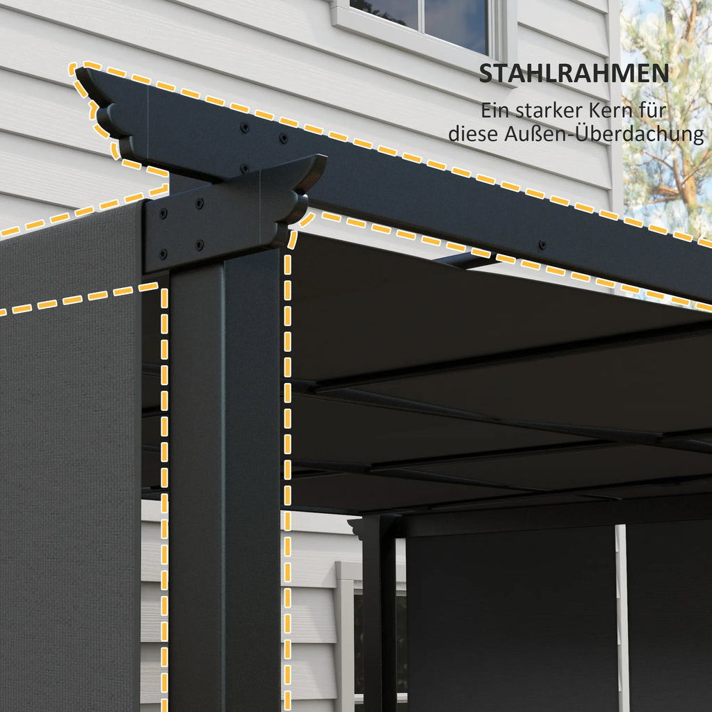 Pergola su stumdomu stogu plieninė 357x296 cm tamsiai pilka