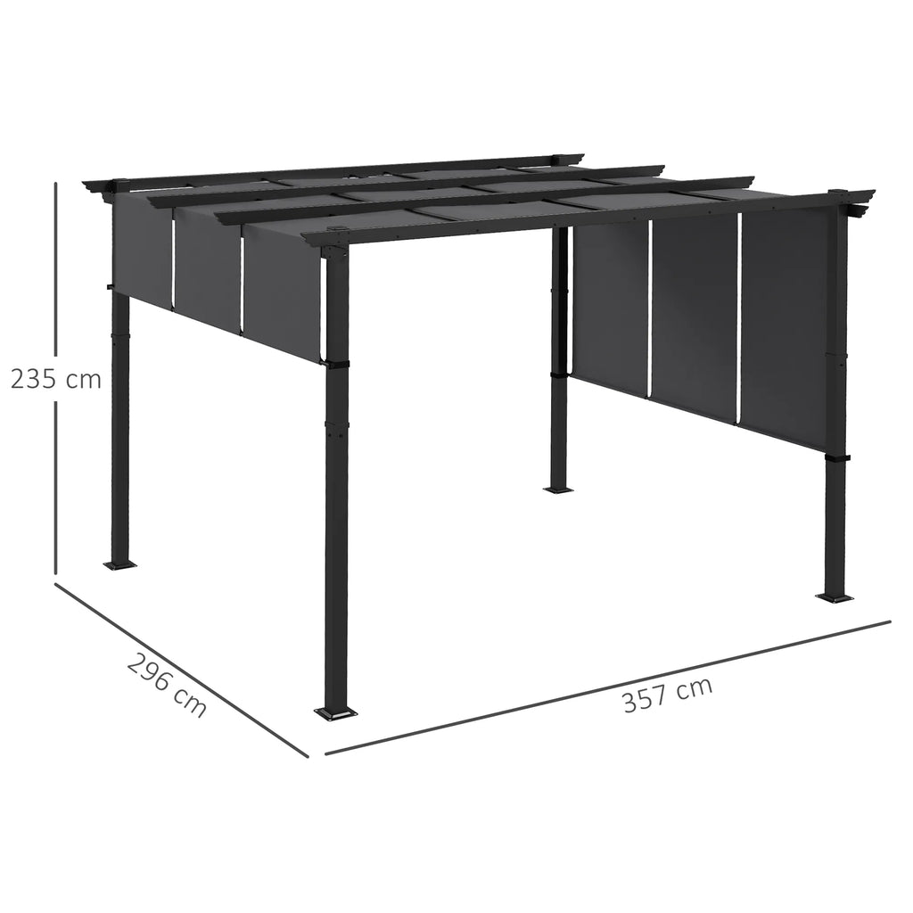 Pergola su stumdomu stogu plieninė 357x296 cm tamsiai pilka