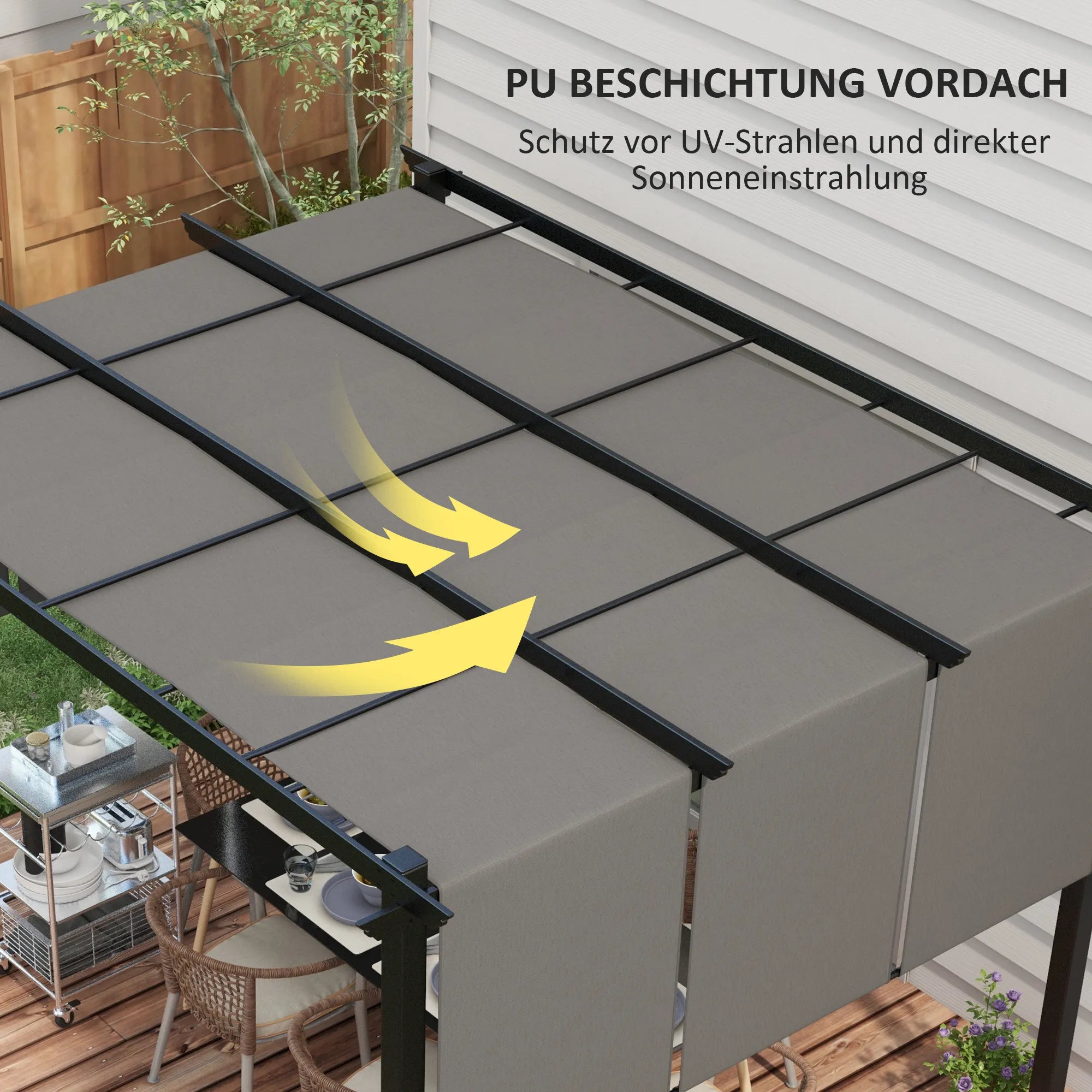 Pergola su stumdomu stogu plieninė 357x296 cm tamsiai pilka