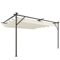 Pergola terasai su reguliuojamu stogu, terasos stoginė tvirtinama prie sienos, 4 × 3 m, kreminė