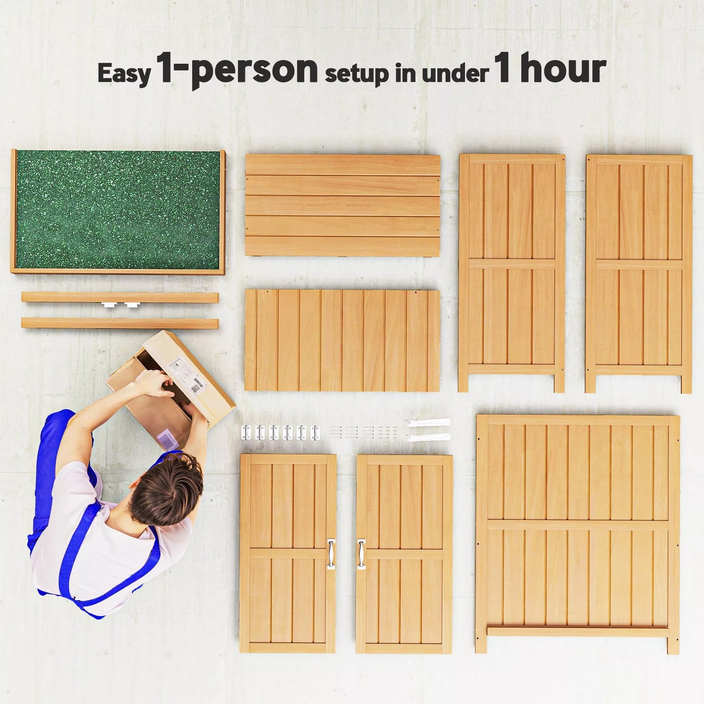 Lauko spintelė iš eglės medienos, atsparus oro sąlygoms įrankių namelis 74x43x88cm, namelis su dvigubomis durimis, 2 skyriais, įrankių spinta, sodo namelis įrankių spintelei, sodo namelis sodui, terasai, gamtai