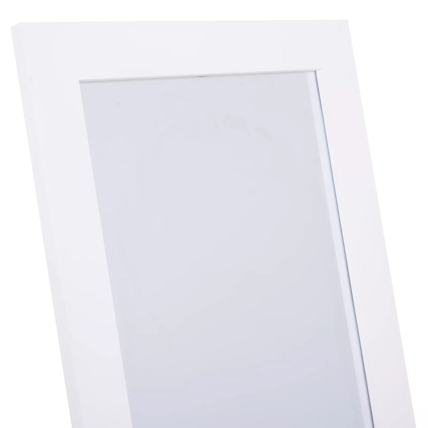 Pastatomas veidrodis Viso kūno veidrodis Veidrodis makiažui Pakeltos kojelės Lengvai prižiūrimas MDF Baltas 47 x 46 x 148 cm