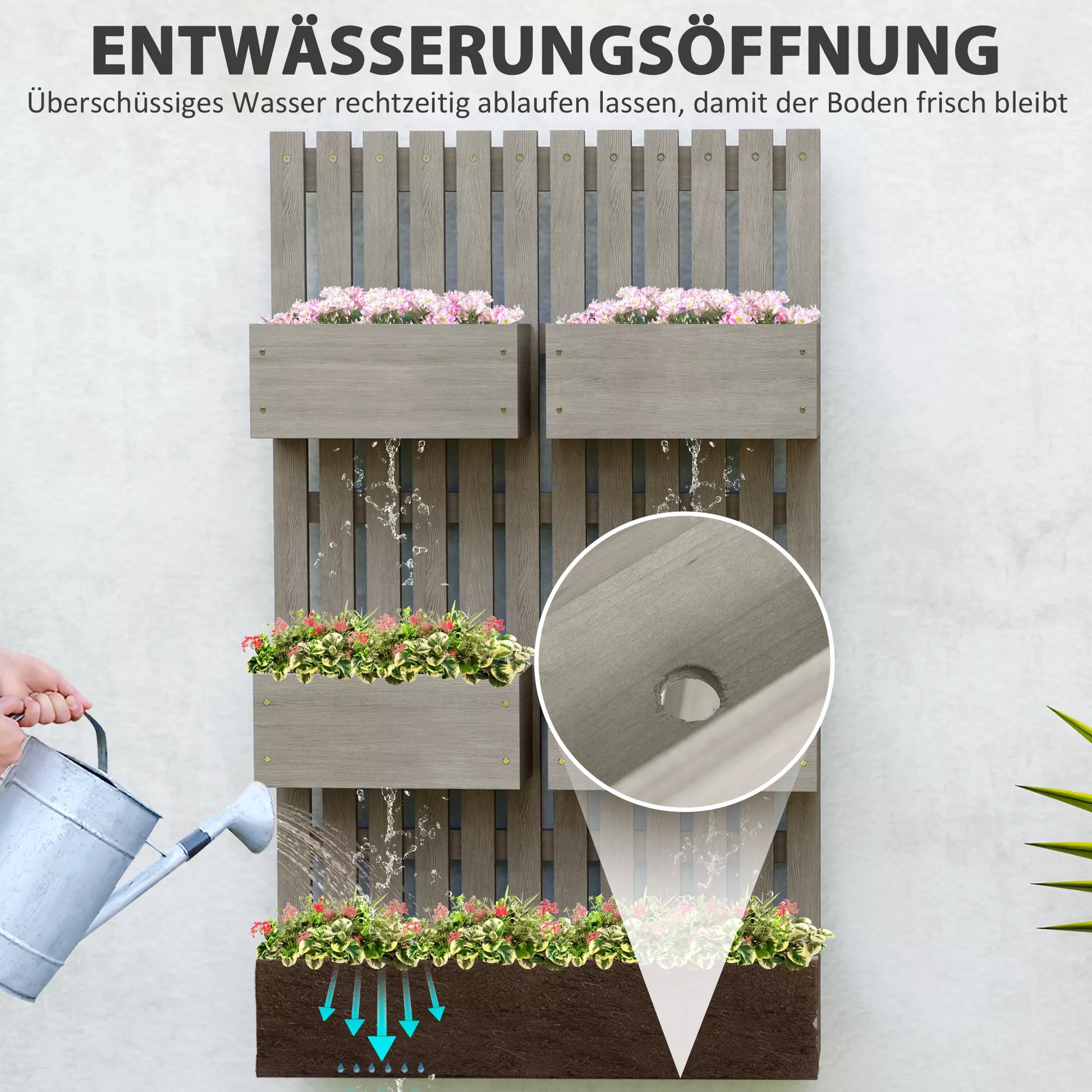 Aukštas medinis lysvė, reguliuojama lysvė su grotelėmis, šiltnamis, sodo lysvė 60x16x100 cm, pilka