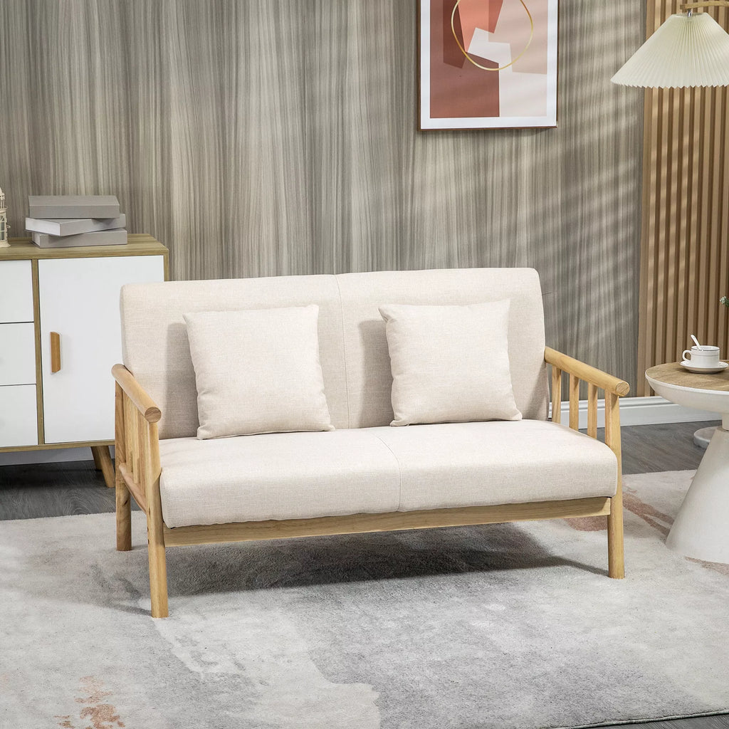Smėlio dvivietė sofa kambaryje