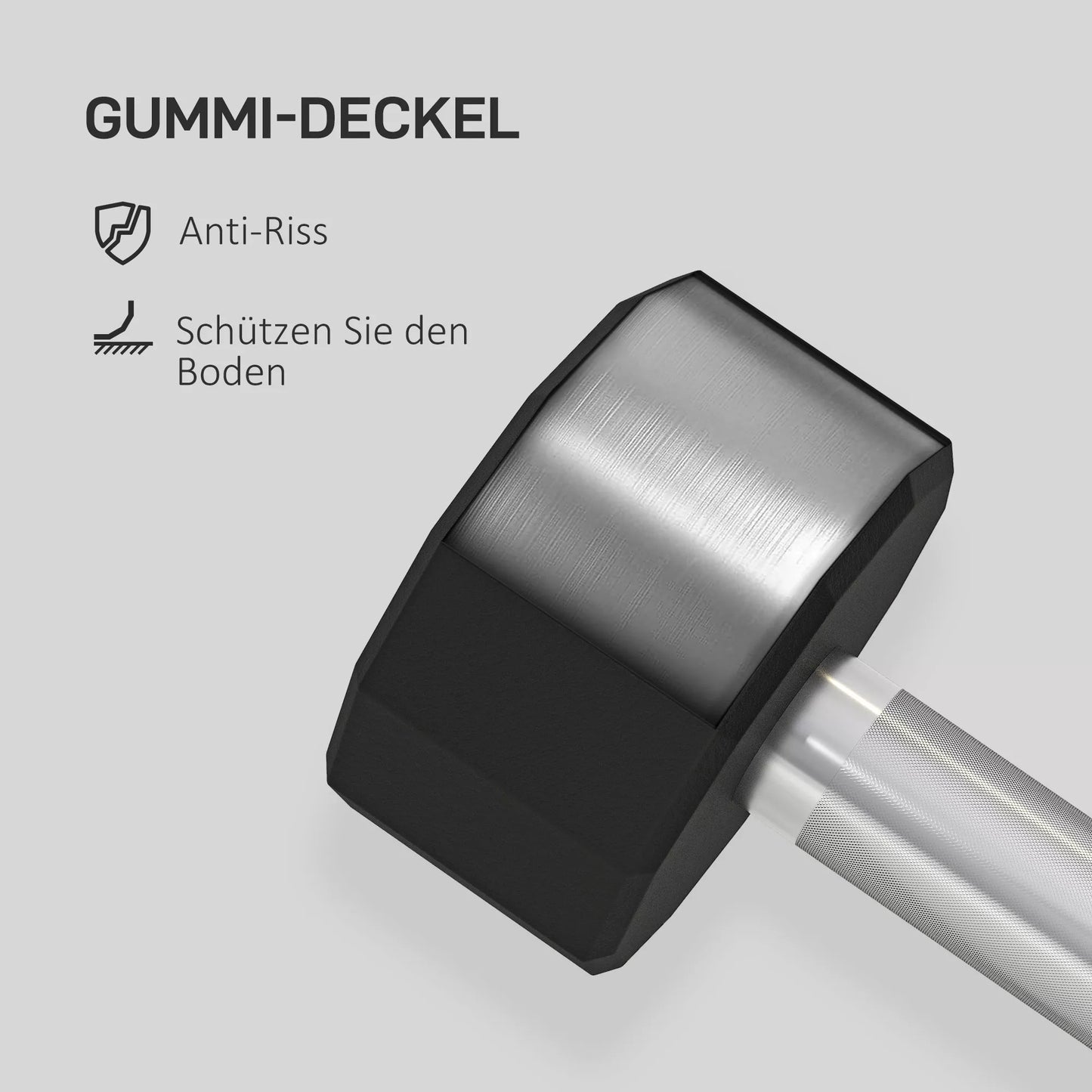 Hantelių rinkinys 2 x 10kg, apsauga nuo riedėjimo, neslystanti rankena, guminė danga, metalinė šerdis, juodos