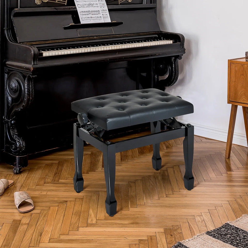 Pianino suolas reguliuojamu aukščiu, 64 × 35 cm, juodas