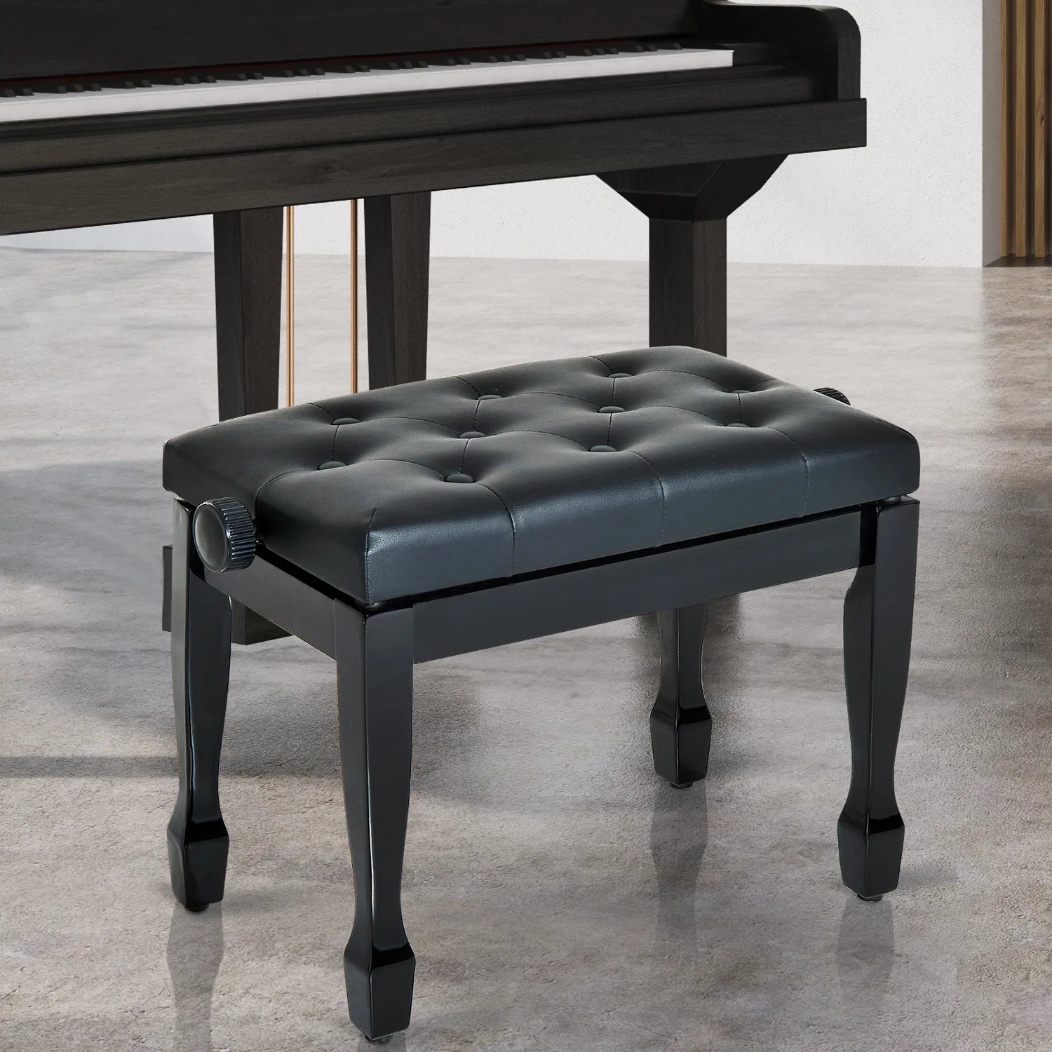 Pianino suolas reguliuojamu aukščiu, 64 x 35 cm, juodas