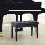 Pianino suolas su paslėpta daiktadėže, 76 × 36 × 50 cm, juodas