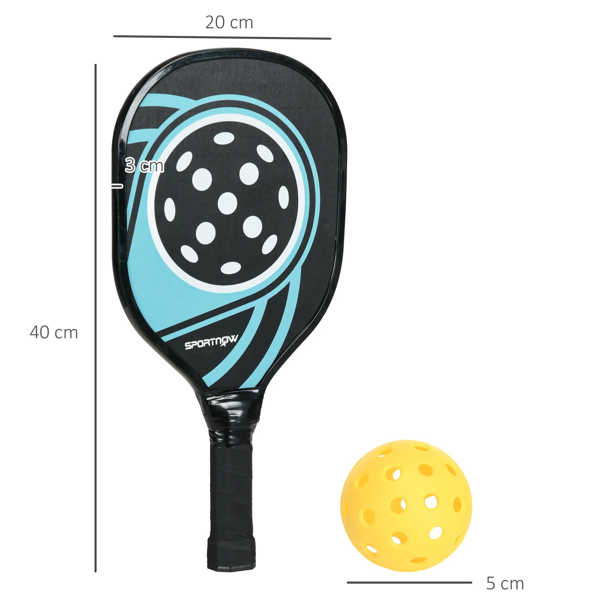 Pickleball rinkinys, 4 raketės, 4 kamuoliukai, krepšys, juoda/mėlyna