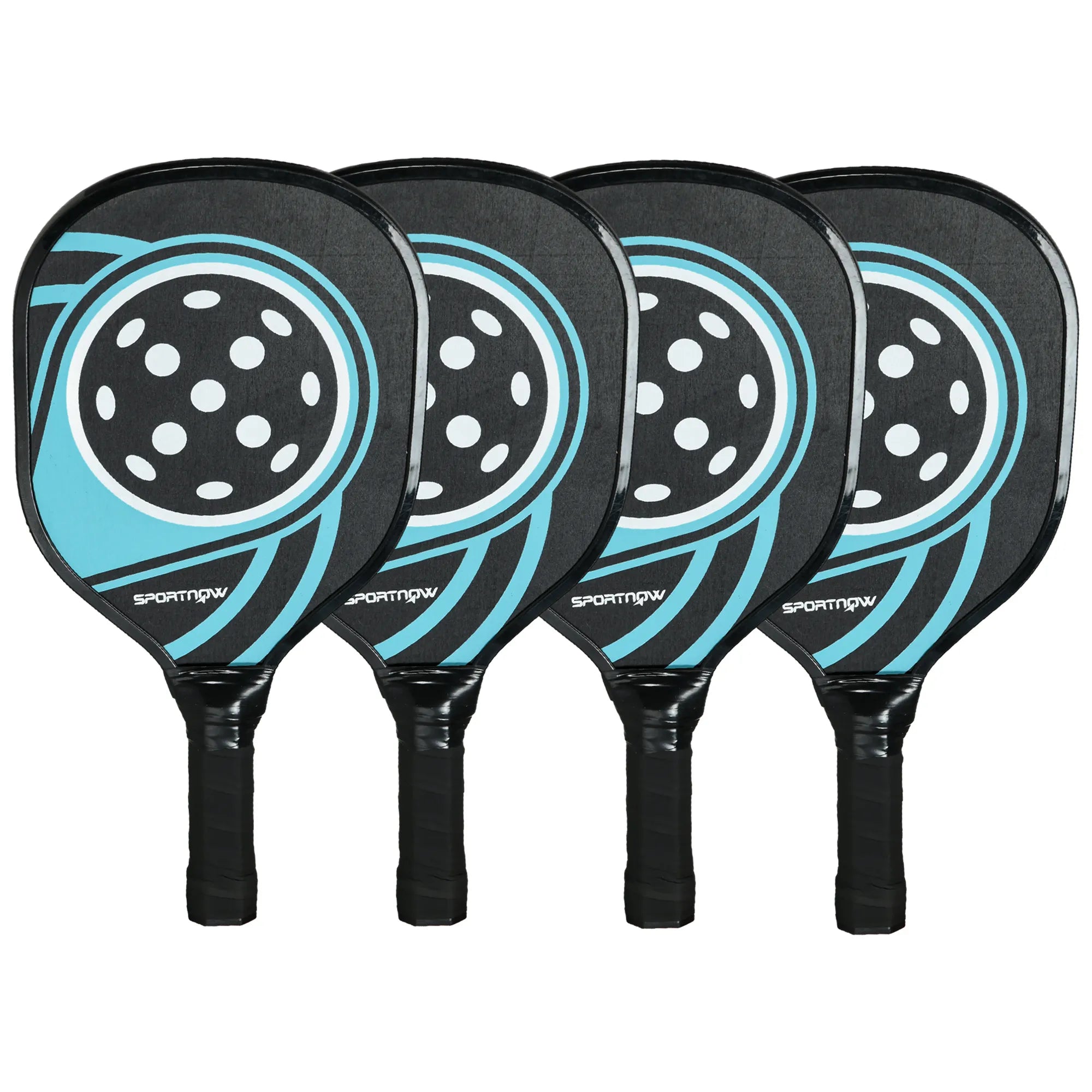 Pickleball rinkinys, 4 raketės, 4 kamuoliukai, krepšys, juoda/mėlyna
