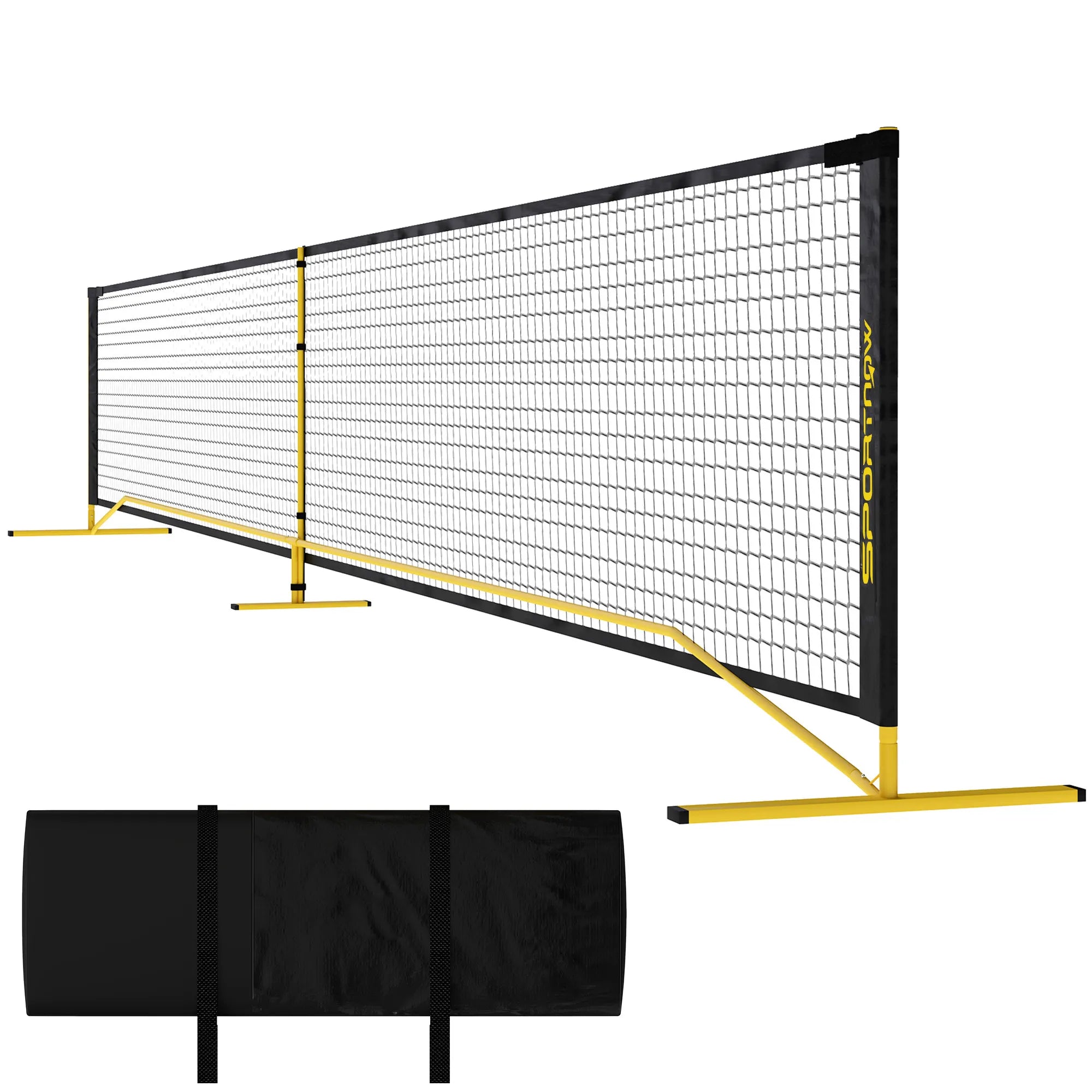 Pickleball tinklas, nešiojamas, su krepšiu, geltonas