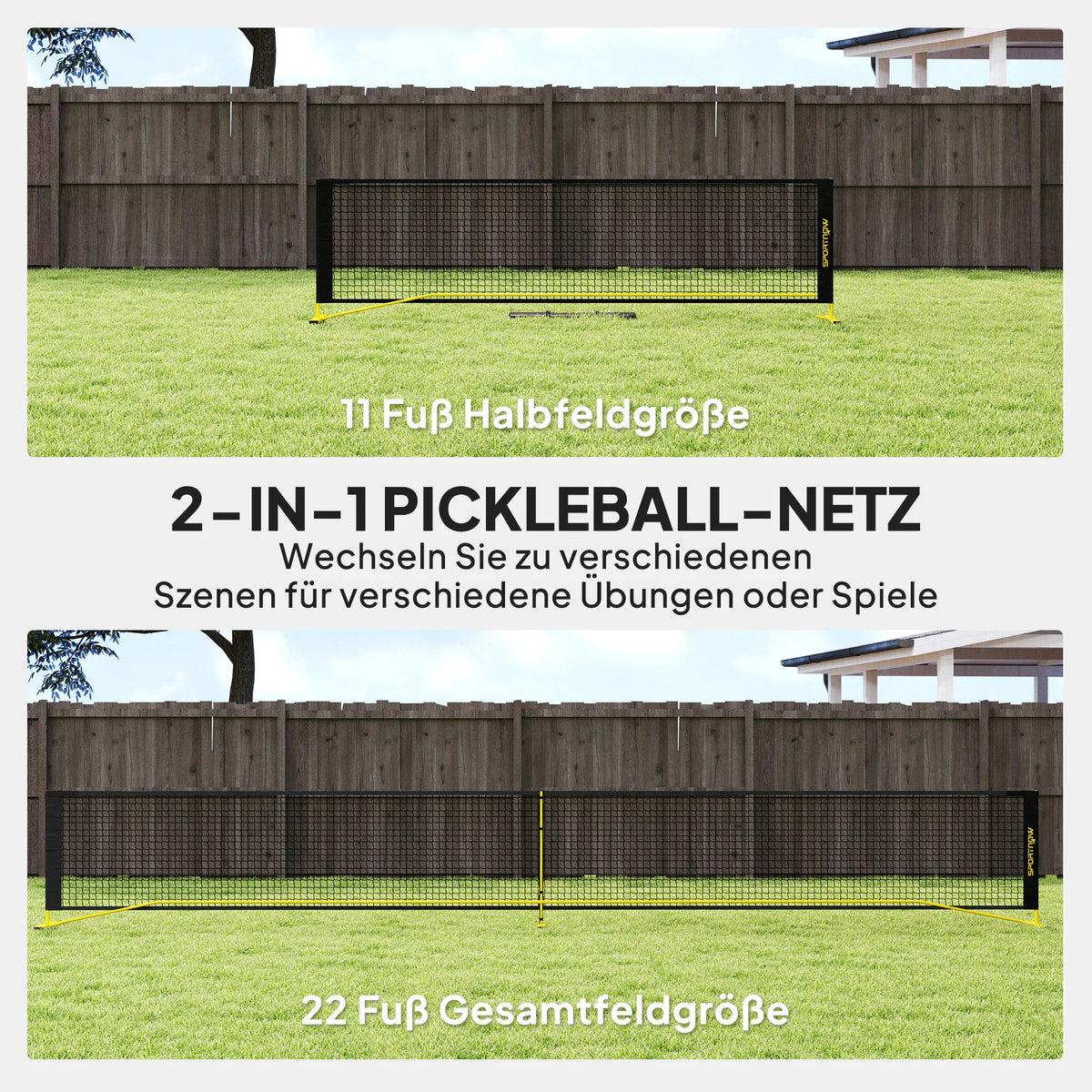 Pickleball tinklas, nešiojamas, su krepšiu, geltonas
