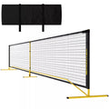 Pickleball tinklas, nešiojamas su metaliniu rėmu ir krepšiu, geltonas